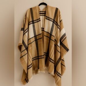 Old Navy Tan and Black Plaid Shawl
